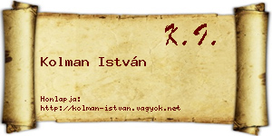 Kolman István névjegykártya