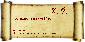 Kolman István névjegykártya